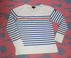Armor lux womens small blue white stripe tshirt top longsleeve